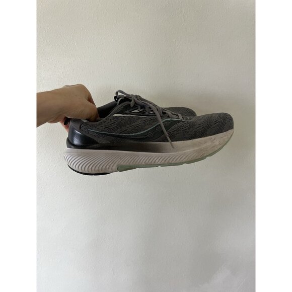 Saucony Echelon 10.5 W Wide Women's Charcoal Gray Green Lace Up Athletic Shoes - Picture 1 of 5